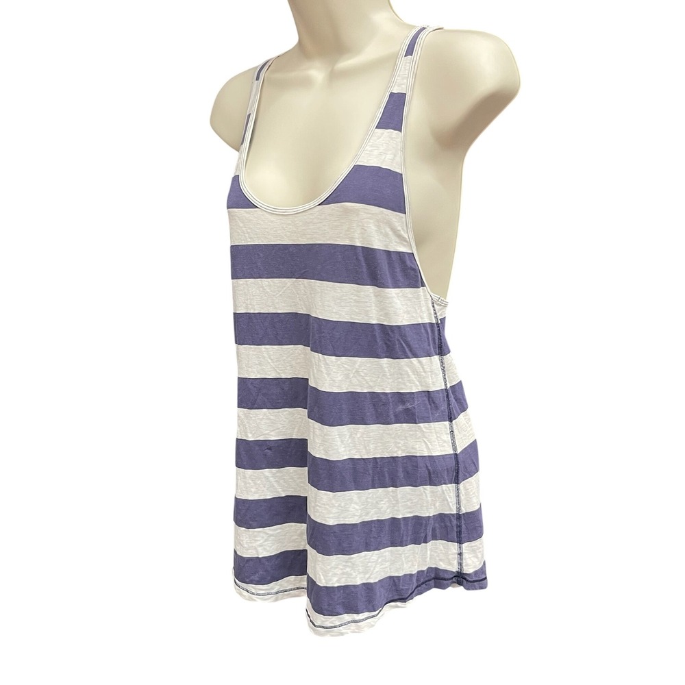 Lululemon Striped Racerback Tank Top Purple White Sleeveless Active Scoop Neck